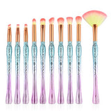 Nylon Bird Tail Glitter Rainbow Make Up Brush Set