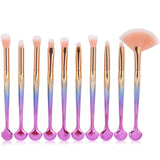 Plastic 10Pcs Makeup Brushes Set Power Eye