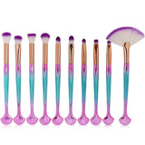 Plastic 10Pcs Makeup Brushes Set Power Eye