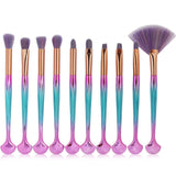 Plastic 10Pcs Makeup Brushes Set Power Eye