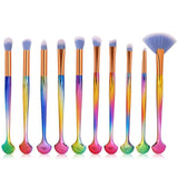 Plastic 10Pcs Makeup Brushes Set Power Eye