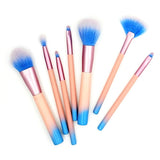 Synthetic Hair Professional 10pcs Unicorn Rainbow Hair Makeup Brushes Set