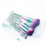 Nylon Newest 7pcs Green Diamond Unicorn Make Up Brush Set