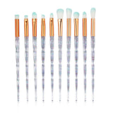 Nylon 10PCS Glitter Diamond Crystal Handle Makeup Brushes Set