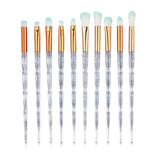 Nylon 10PCS Glitter Diamond Crystal Handle Makeup Brushes Set