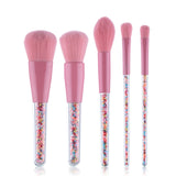 Nylon 5Pcs Pink Candy Transparent Handle Makeup Brushes Set