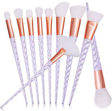 Synthetic Hair Professional 10PCS Spiral White Handle Makeup Brushes Set