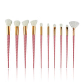 Synthetic Hair Professional 10PCS Spiral White Handle Makeup Brushes Set