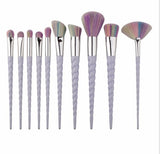 Synthetic Hair Professional 10PCS Spiral White Handle Makeup Brushes Set