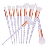 Synthetic Hair Professional 10PCS Spiral White Handle Makeup Brushes Set