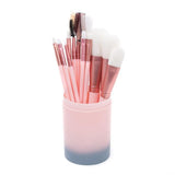 Plastic Good Fashion Women 12pcs barrel multicolor Makeup brush set