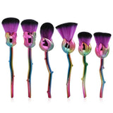 Plastic 6pcs Rose Flower Shaped Makeup Brushes Set