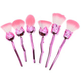 Plastic 6pcs Rose Flower Shaped Makeup Brushes Set