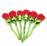 Plastic 6pcs Rose Flower Shaped Makeup Brushes Set