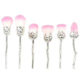 Plastic 6pcs Rose Flower Shaped Makeup Brushes Set